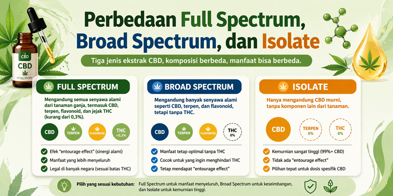 Perbedaan Full Spectrum, Broad Spectrum, dan Isolate dalam Dunia CBD